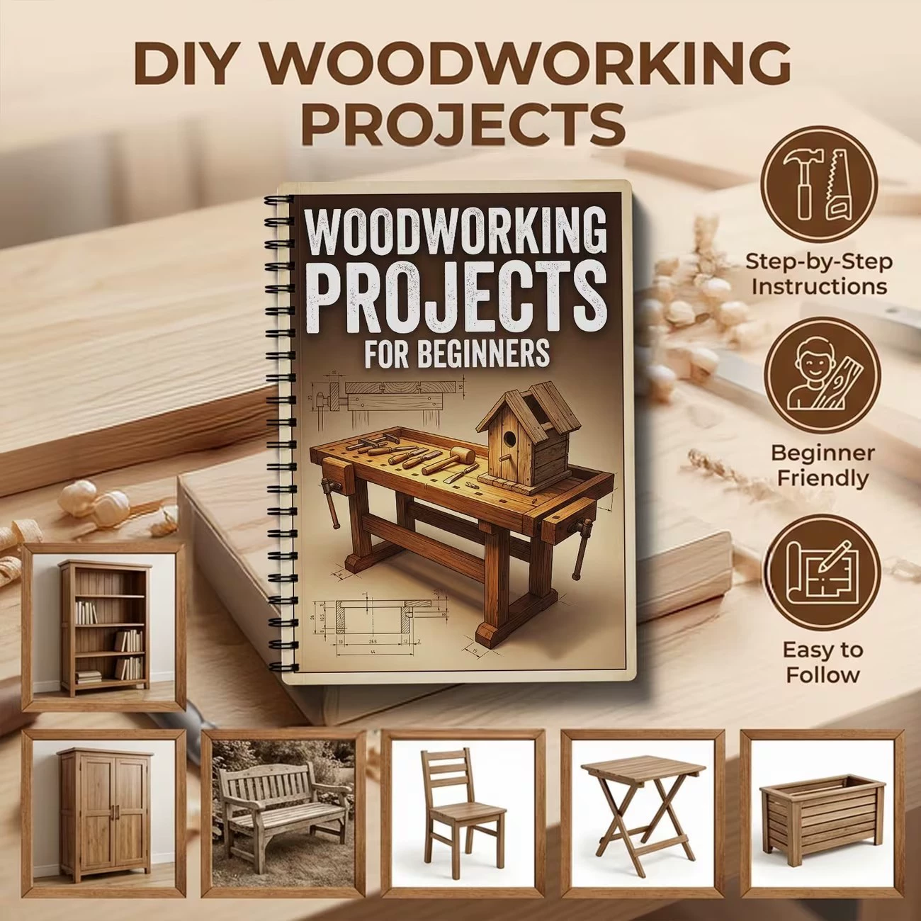 Woodworking Ebook - Książka z projektami stolarskimi dla początkujących: