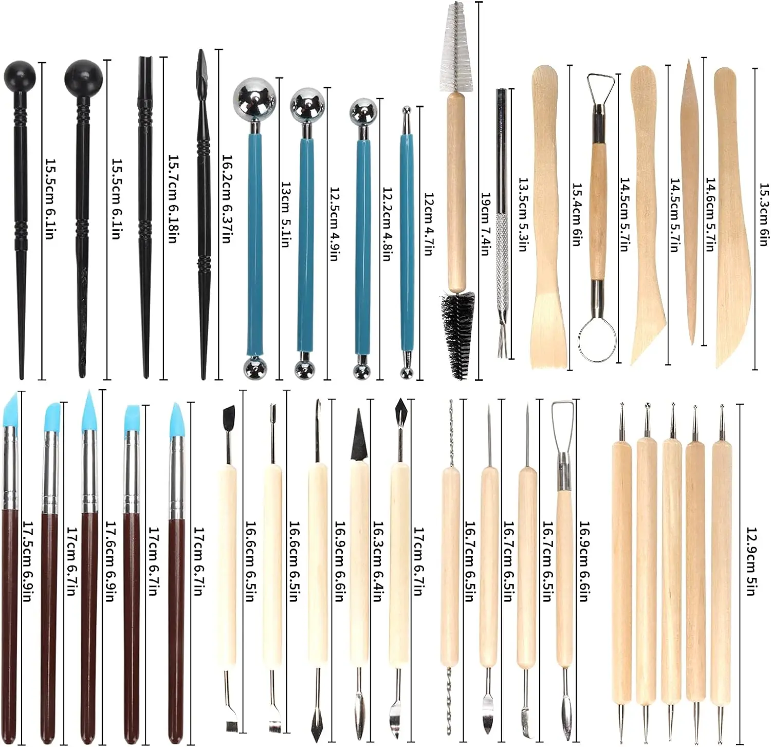 Wood Chisel Set - Zestaw narzędzi ceramicznych 8-61 szt. -