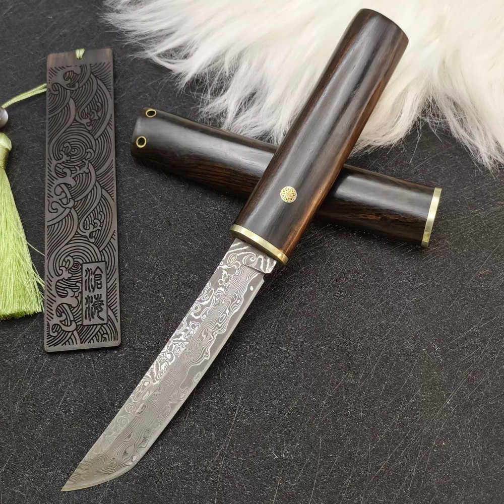Woodworking Japan - Nóż ze stali VG10 Damascus Tanto