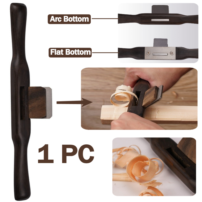 Spokeshave Flat - Strugarka stolarska z drewnianym, płaskim, okrągłym