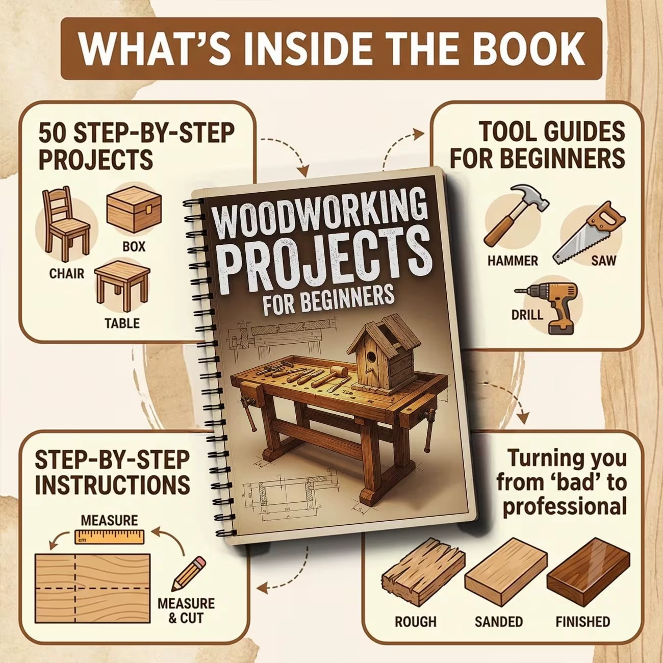 Książka z projektami stolarski – Woodworking Ebook recenzja i cena